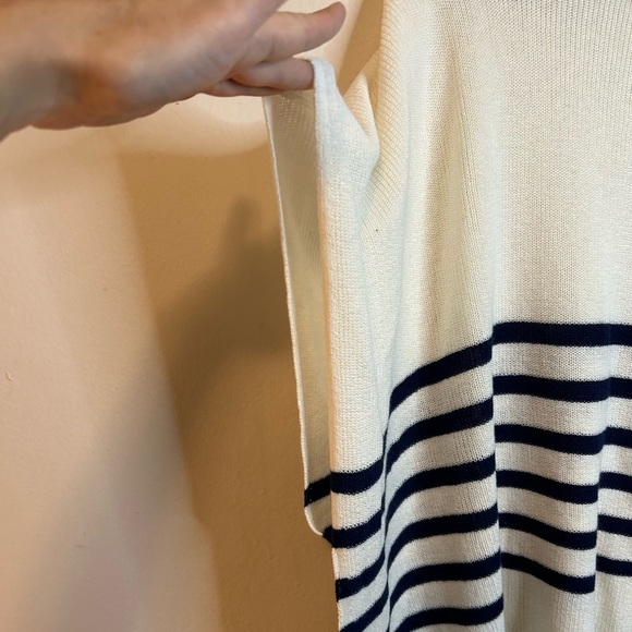 J. Crew Factory Navy and Ivory Striped Poncho - Picture 4 of 9